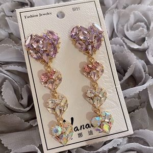 Heart Shaped Tear Drop Crystal Earrings